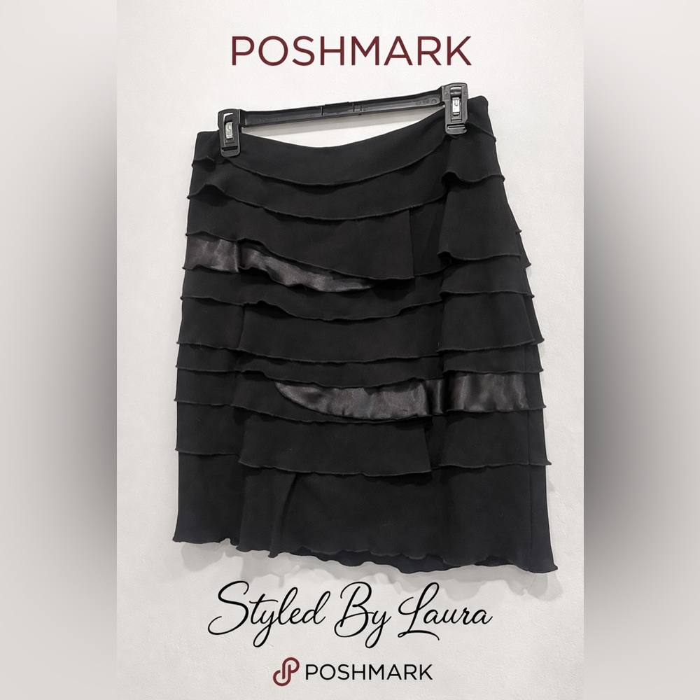 Retro Chic Layered Black Skirt Size 8 | NWT Lifestyle Attitude Larry Levine 🖤